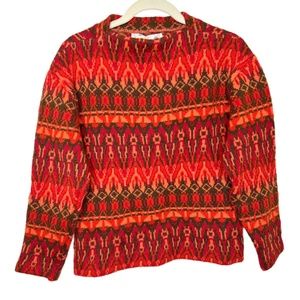 Vintage Iceland Made in Sweden 100% Modeller Wool Red Pattern Sweater